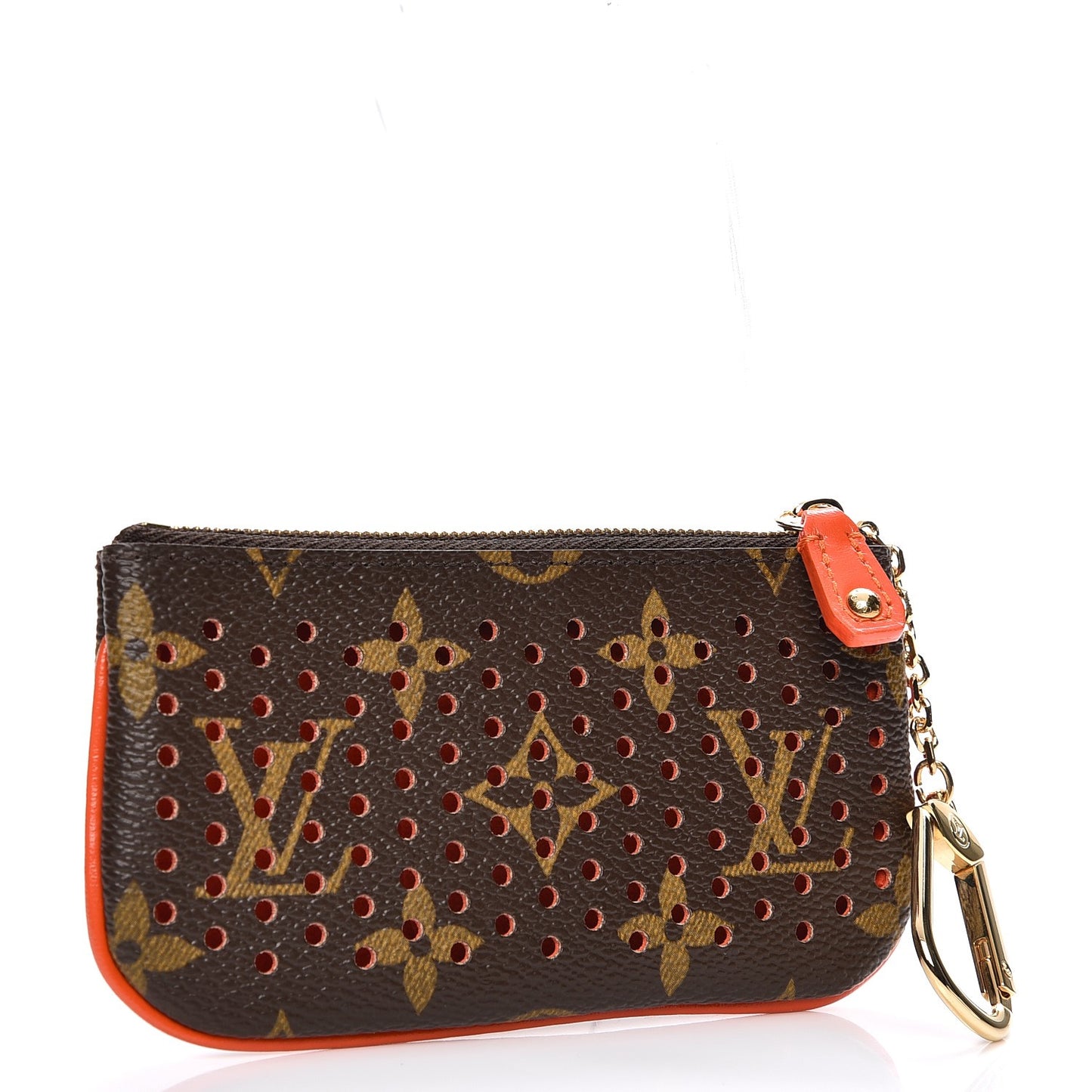 Monogram Perforated Key Pouch Orange