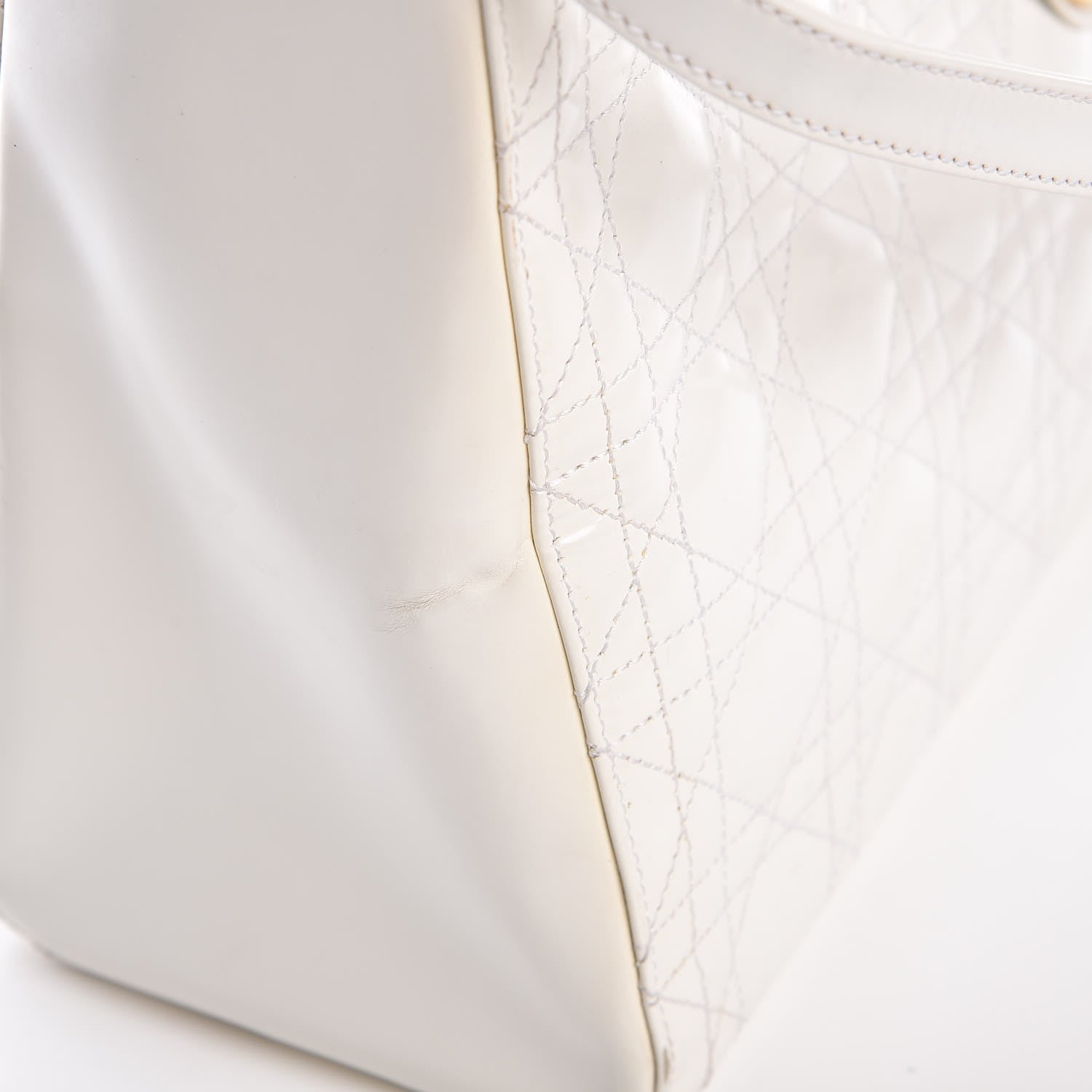 Christian Dior Patent Cannage Medium Lady Dior White 8 of 17