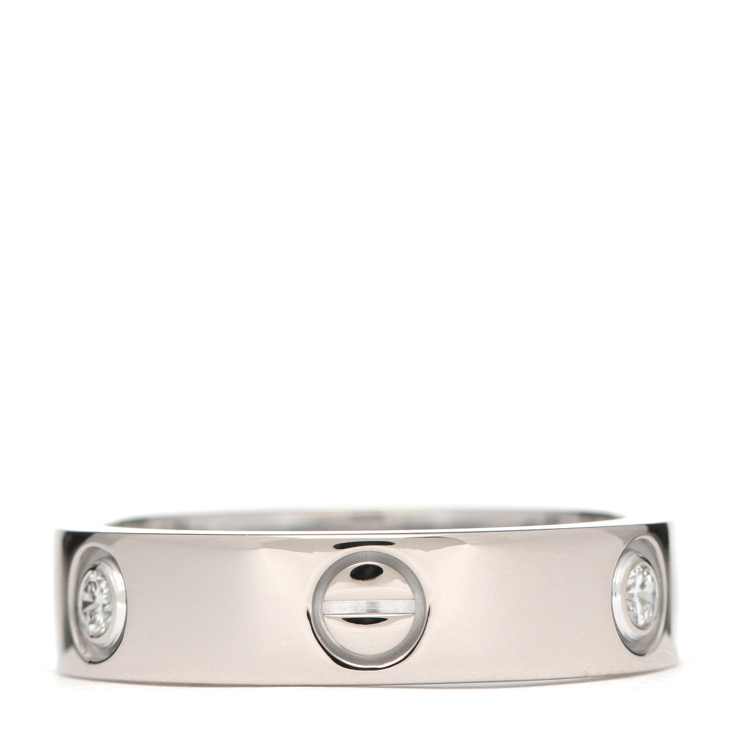 18K White Gold 3 Diamond 5.5mm LOVE Ring 60 9