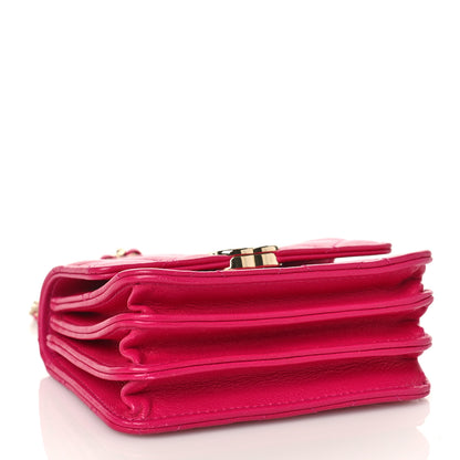 Chanel Lambskin Quilted Top Handle Flap Clutch With Chain Fuchsia 4 of 10
