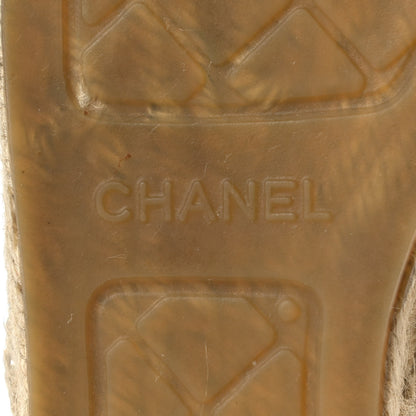 Chanel Iridescent Goatskin CC Espadrille Mules 40 Ivory Black 7 of 9