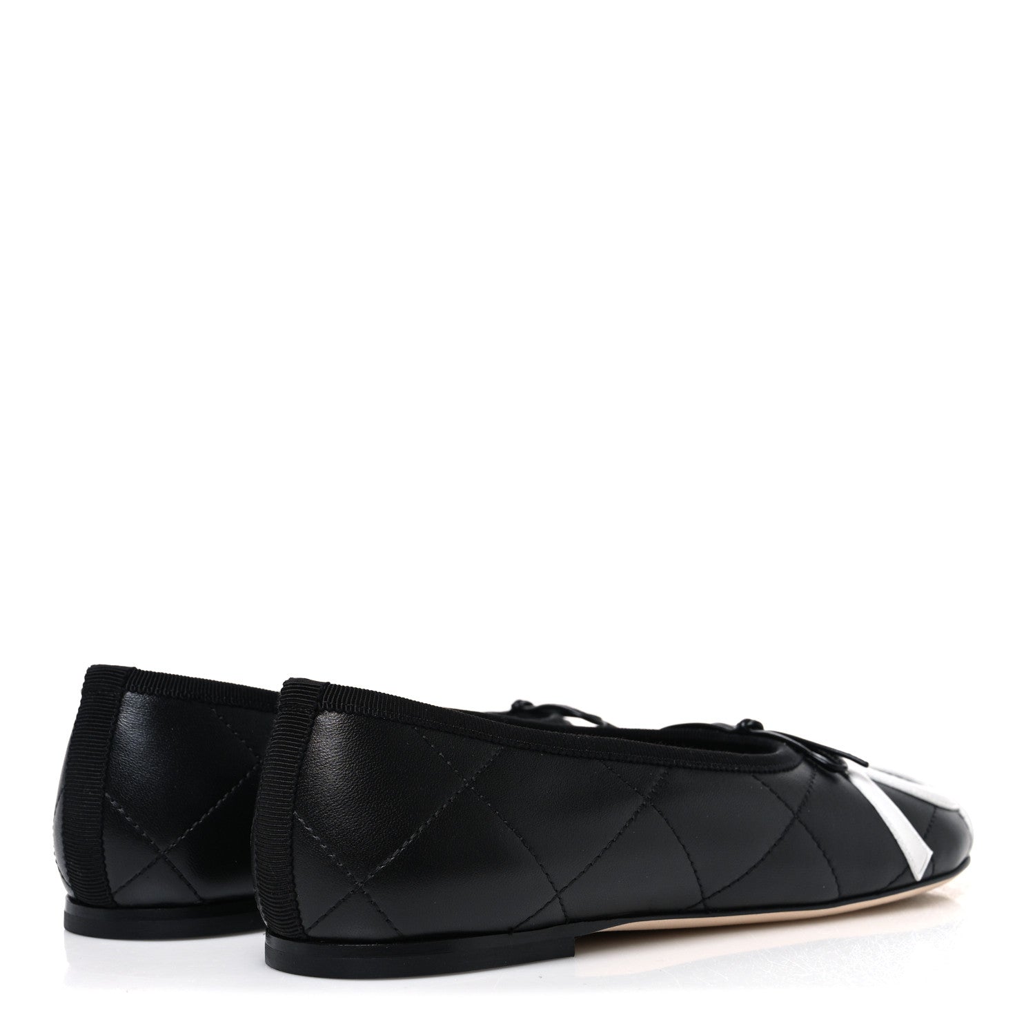 Chanel Lambskin Quilted CC Cambon Ballet Flats 38 Black White 5 of 11