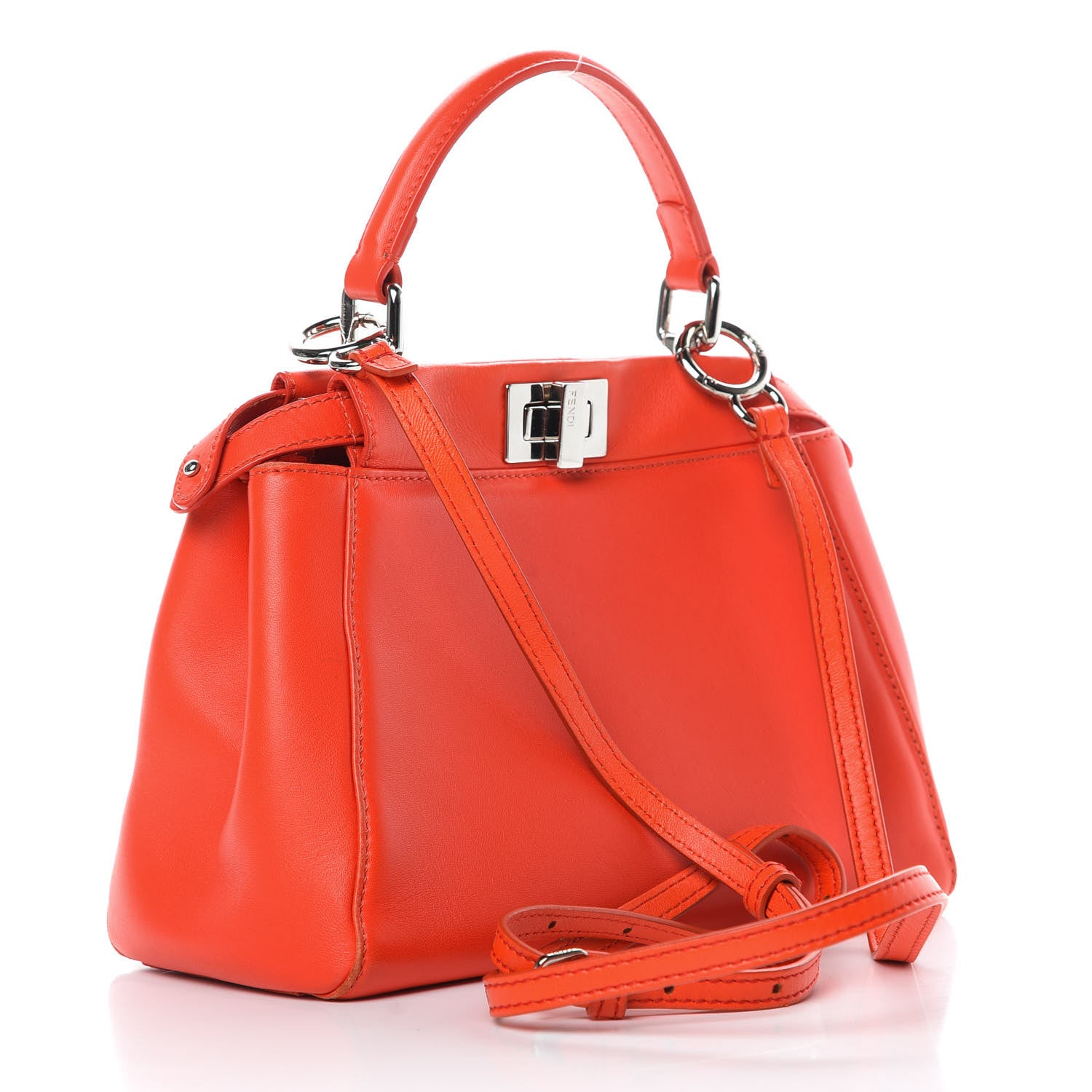 Fendi Nappa Mini Peekaboo Iconic Satchel Papavero 3 of 14