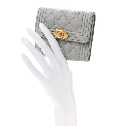 Chanel Caviar Quilted Compact Boy Flap Wallet Grey 2 of 7