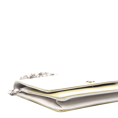 Chanel Patent Camellia Print Wallet On Chain WOC Gris Clair 5 of 11