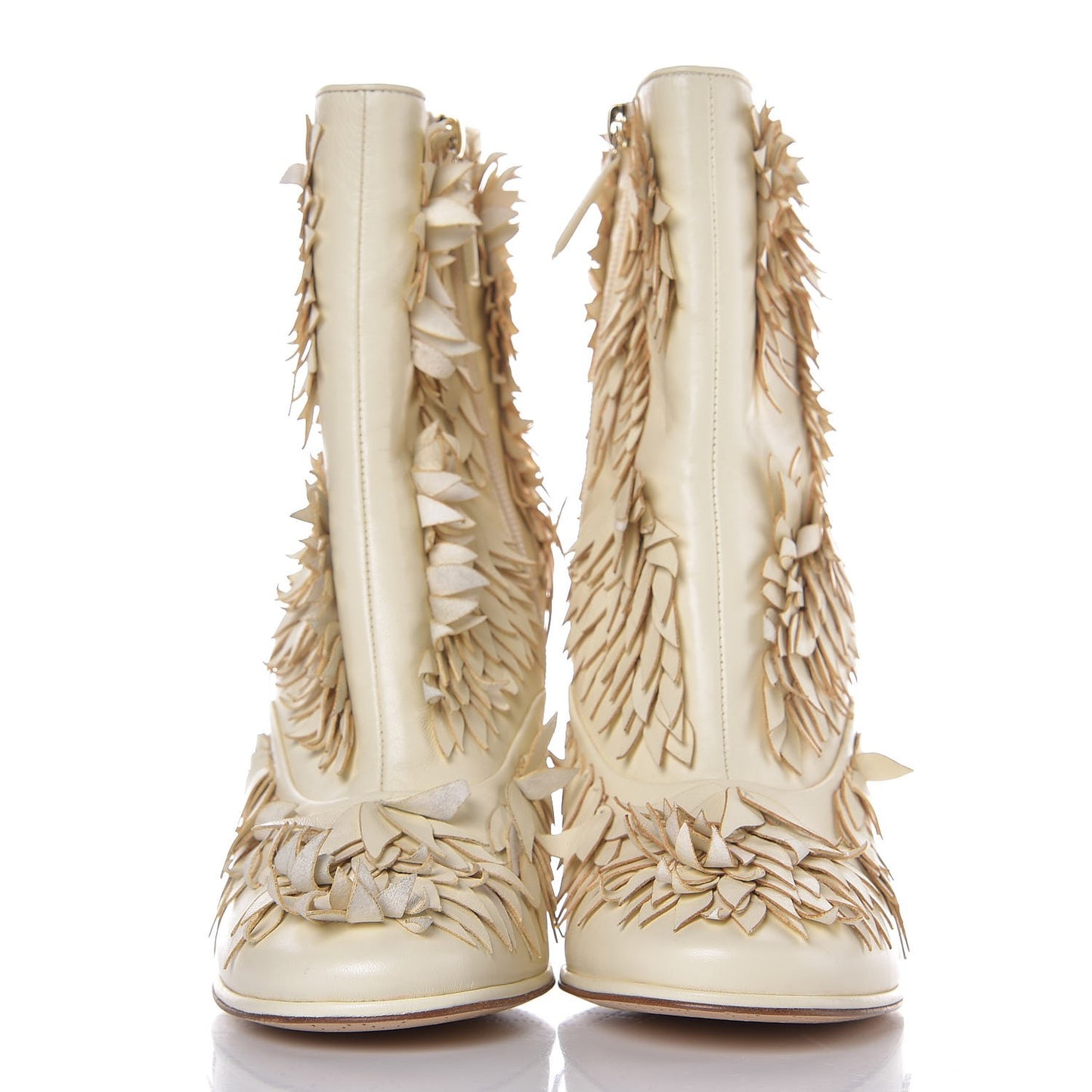 Lambskin CC Short Boots 39 Ivory