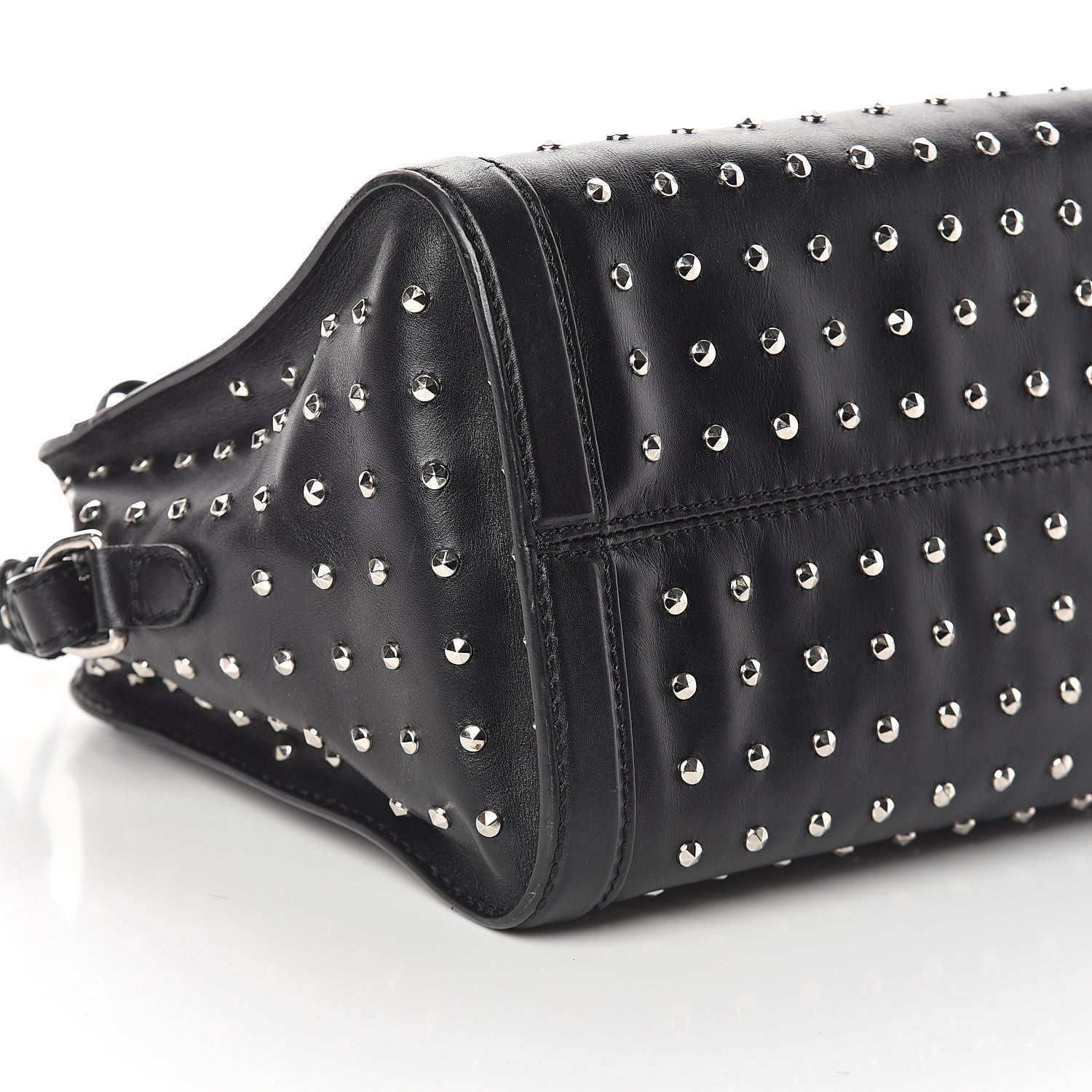 Alexander McQueen Calfskin Small Studded Padlock Zip Around Tote Black 8 of 9