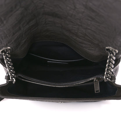 Saint Laurent Calfskin Crocodile Embossed Medium West Hollywood Monogram Fold-Over Grey 6 of 12