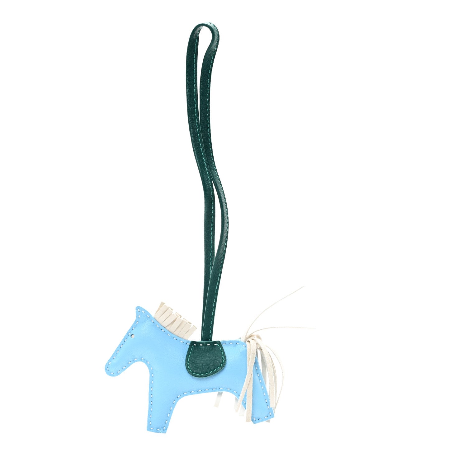 Hermes Milo Lambskin Grigri Rodeo Horse Bag Charm PM Celeste Malachite Craie 1 of 3