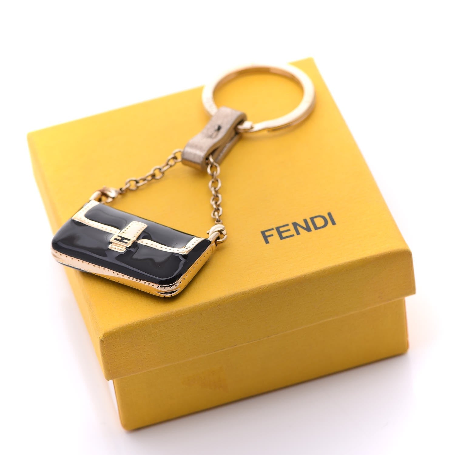 Fendi Metal Baguette Key Ring Black 3 of 3