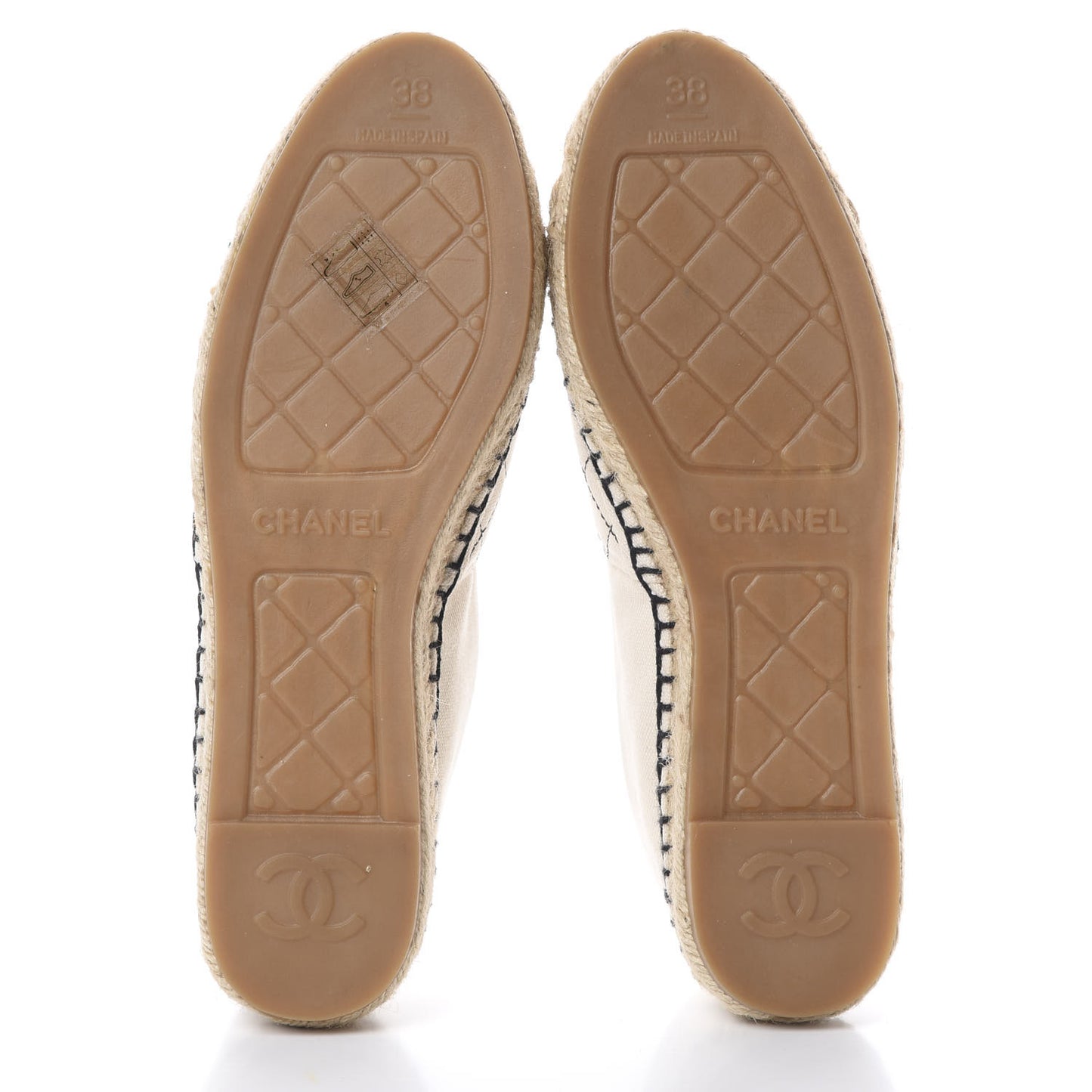 Fabric Biarritz CC Espadrilles 38 Beige Black