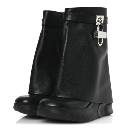 Givenchy Grained Calfskin Shark Lock Biker Ankle Boots 38 Black 4 of 13