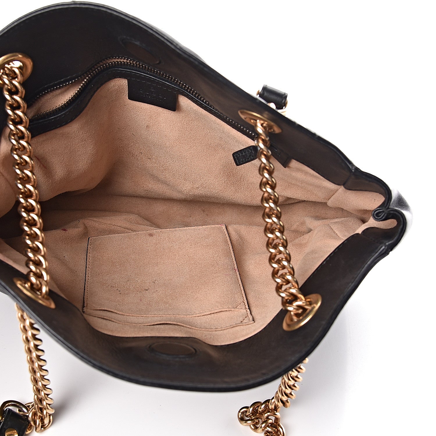 Gucci Calfskin Matelasse Medium GG Marmont Open Top Shoulder Bag Black 5 of 12
