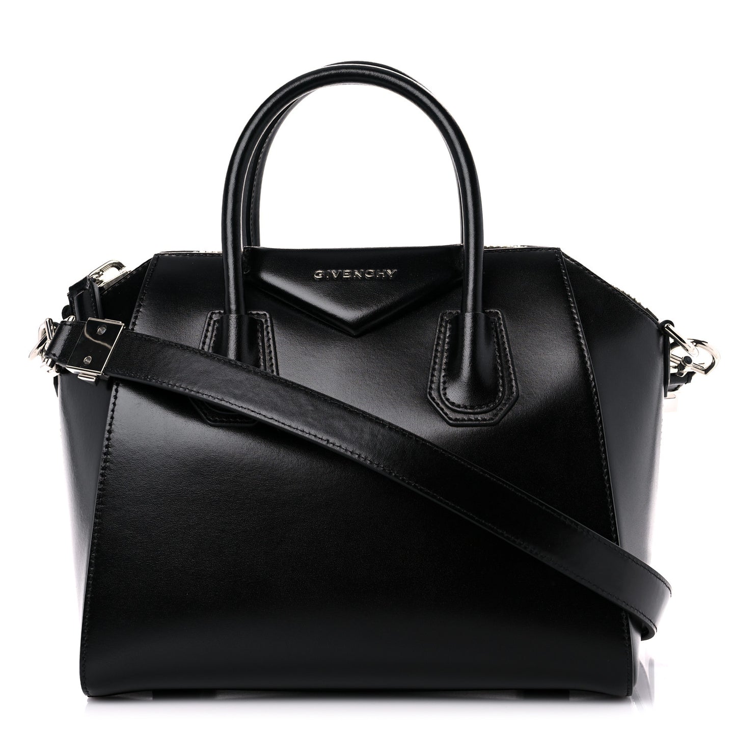 Shiny Lord Calfskin Small Antigona Black