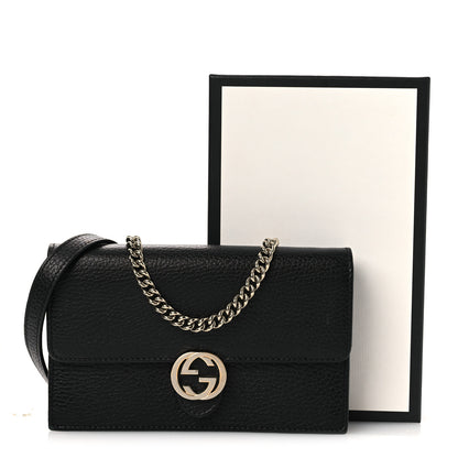 Gucci Dollar Calfskin Interlocking G Chain Wallet Black 14 of 14