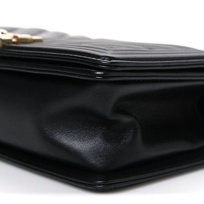 Chanel Calfskin Chevron Quilted Medium Boy Flap Black 10 of 11