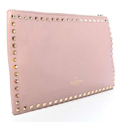 Valentino Garavani Vitello Large Rockstud Zip Wristlet Pouch Poudre 2 of 4