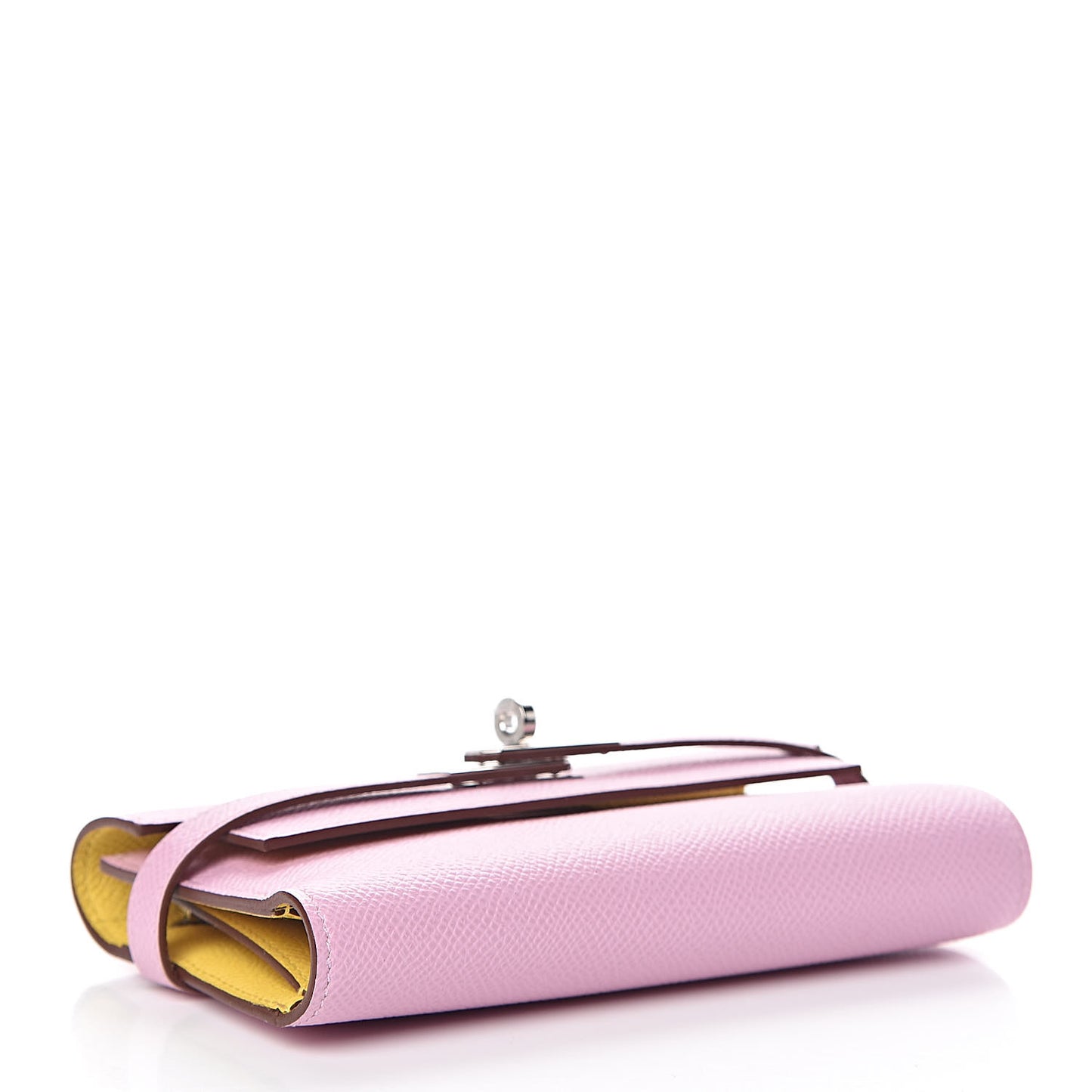 Epsom Medium Kelly Wallet Mauve Sylvestre Jaune de Naples