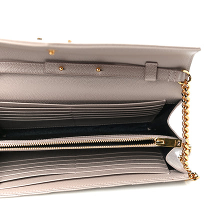 Saint Laurent Grain De Poudre Matelasse Chevron Monogram Chain Wallet Rose Antic 6 of 11