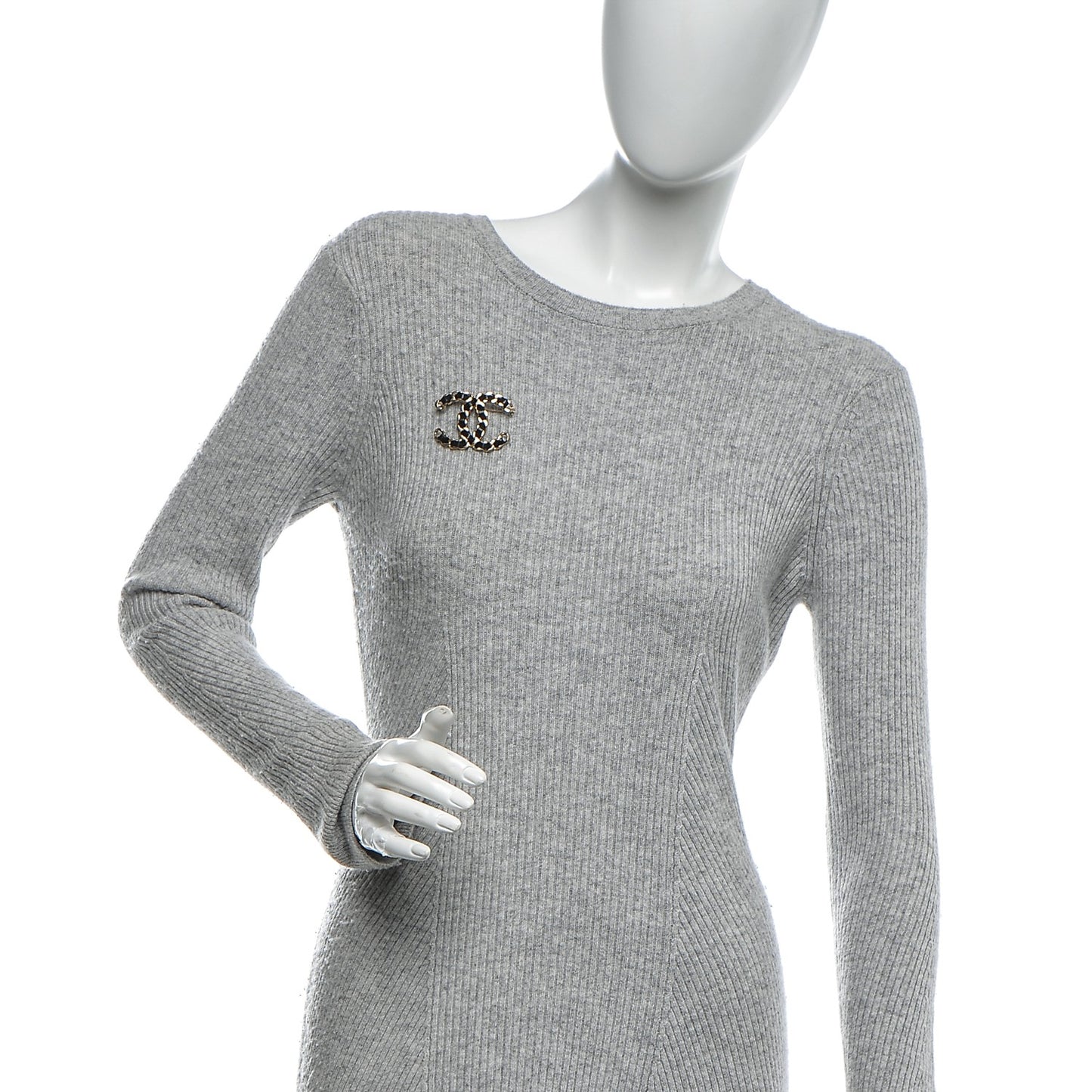 Lambskin Chain CC Brooch Black Gold