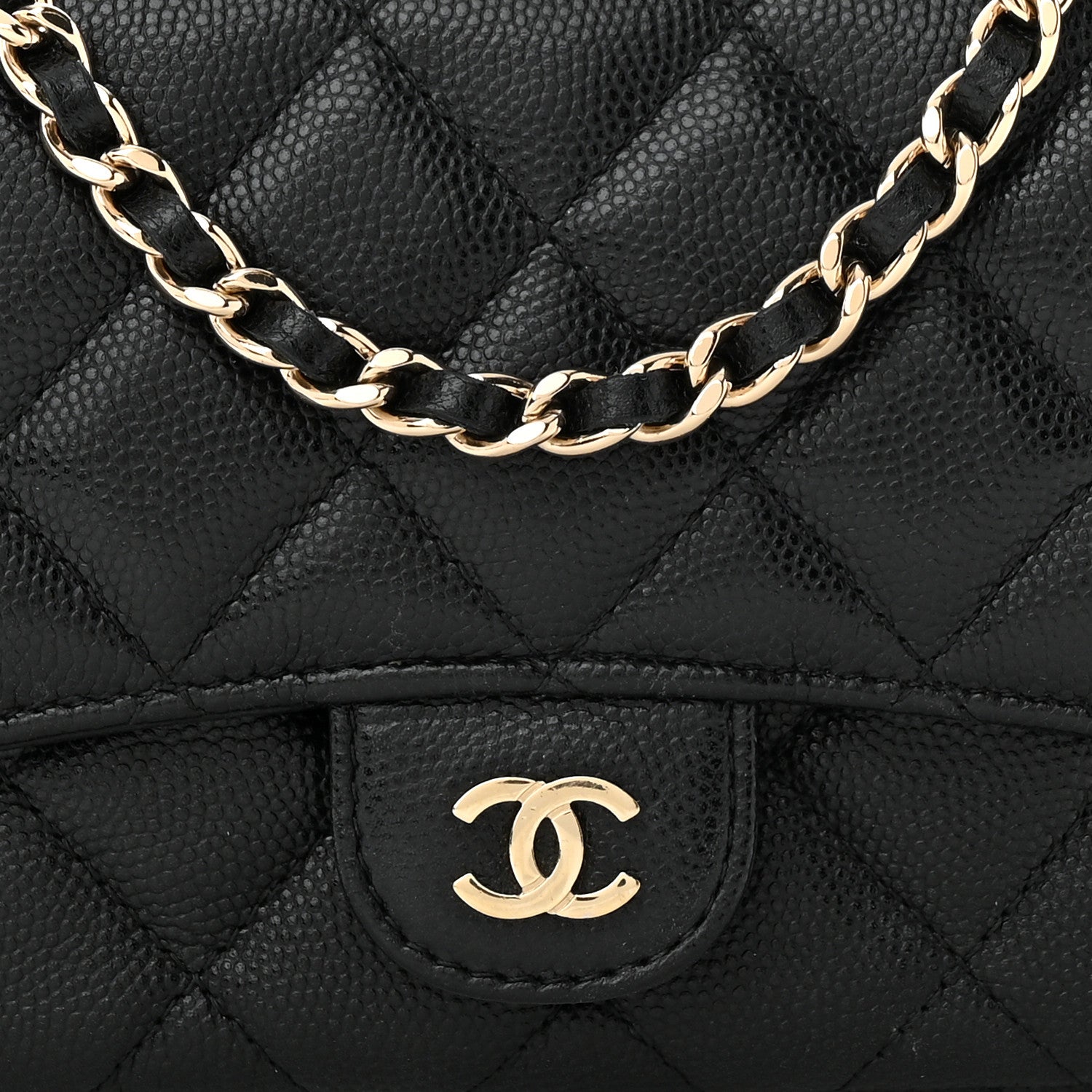 Chanel Caviar Quilted Flap Phone Holder With Chain Black 10 of 14