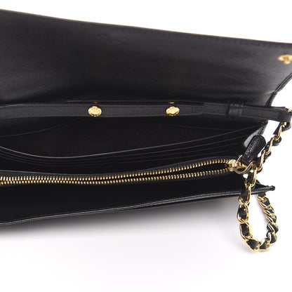 Prada Saffiano Metal Oro Chain Wallet Black 5 of 9