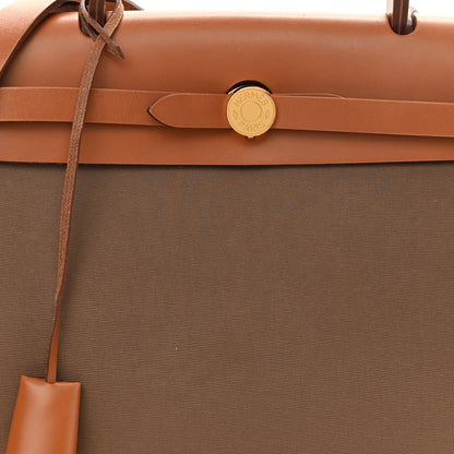 Hermes Vache Hunter Toile Herbag Zip 31 PM Etoupe Dune Fauve 8 of 12