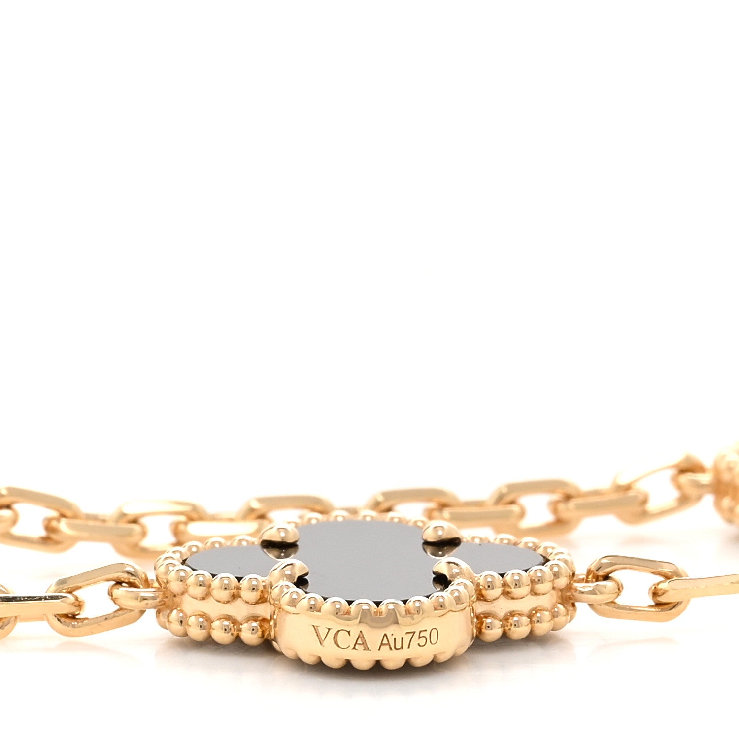 Van Cleef & Arpels 18K Yellow Gold Black Onyx 10 Motifs Vintage Alhambra Necklace 4 of 5