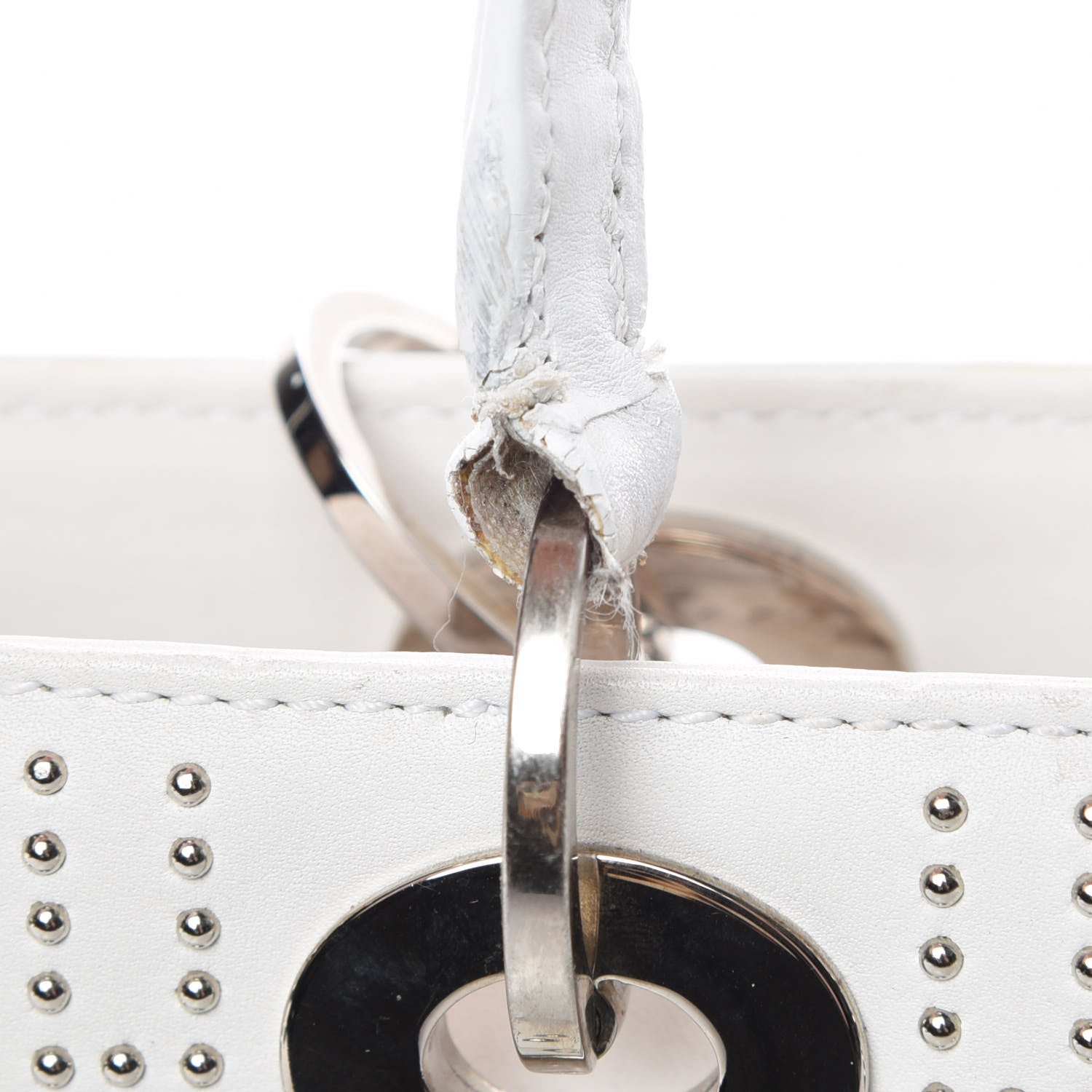 Christian Dior Calfskin Cannage Studded East West Lady Dior White 17 of 25