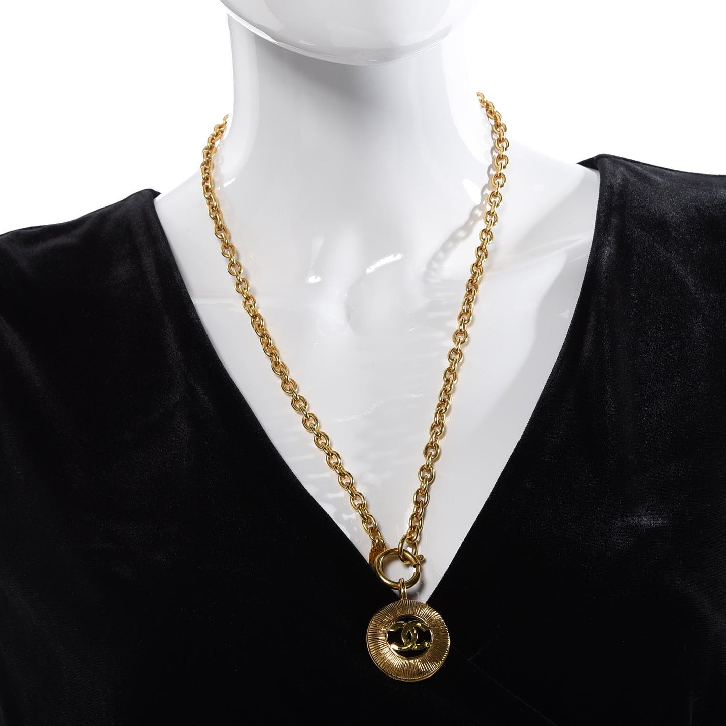 Sunburst Cutout CC Necklace Gold