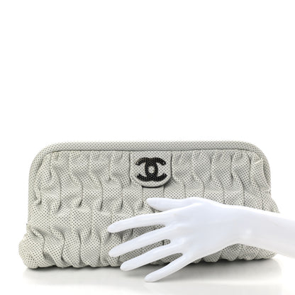 Chanel Lambskin Perforated Clutch White 2 of 8