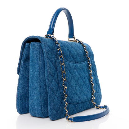 Chanel Denim Quilted Large Trendy CC Flap Dual Handle Bag Blue 3 of 12
