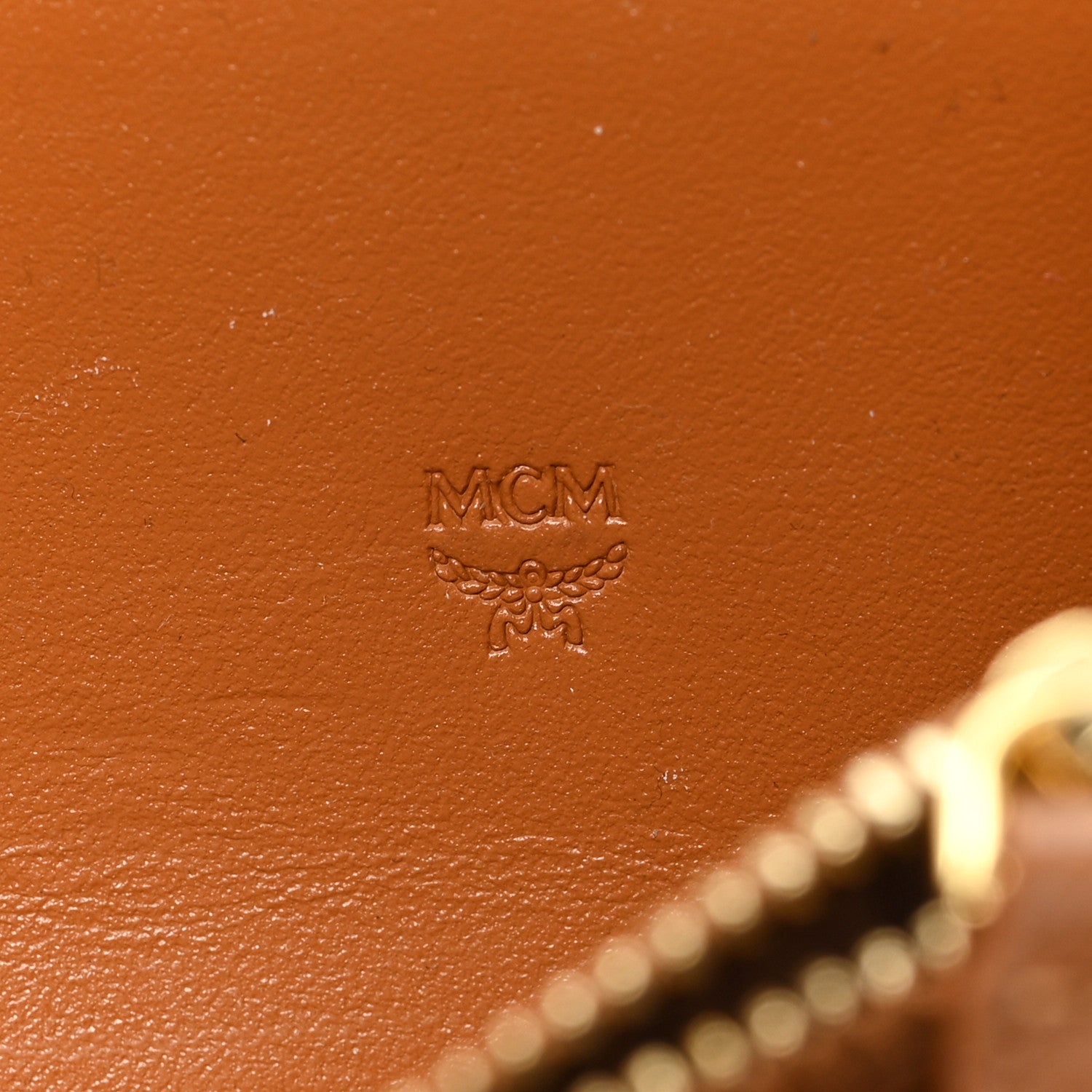 MCM Visetos Large Zip Around Wallet Cognac 6 of 7