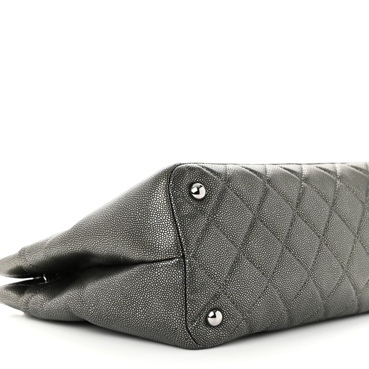 Chanel Metallic Caviar Quilted CC Timeless Tote Dark Silver 9 of 13