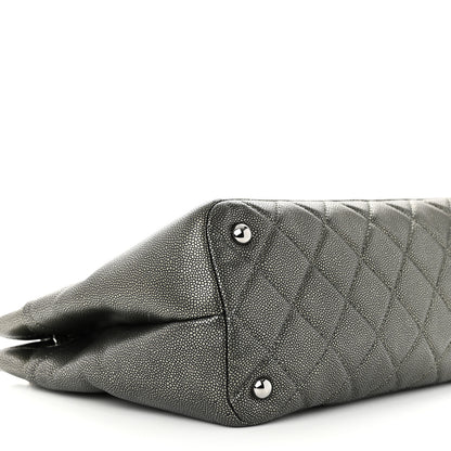 Chanel Metallic Caviar Quilted CC Timeless Tote Dark Silver 9 of 13