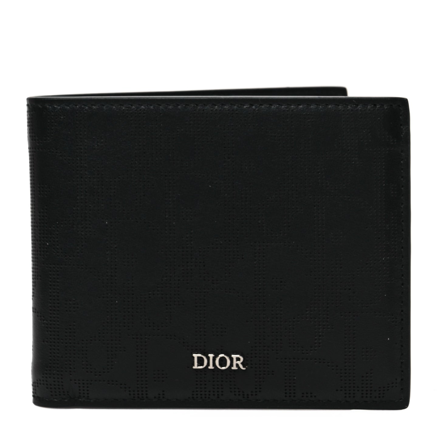 Calfskin Perforated Oblique Bi-Fold Do Galaxy Wallet Black