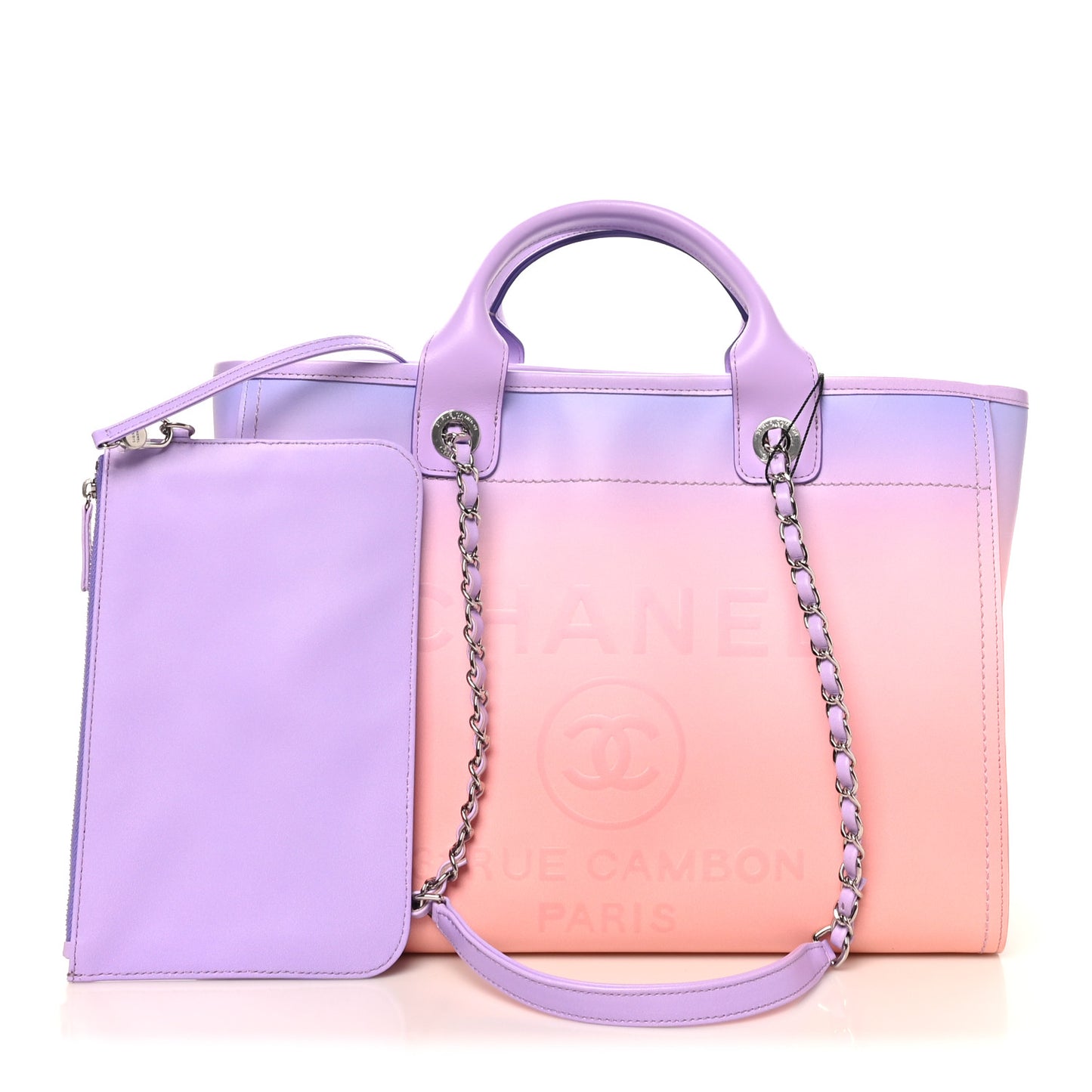 Shaded Calfskin Small Deauville Tote Light Purple Pink Coral