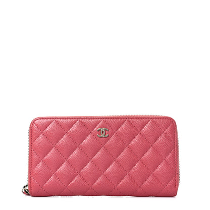Chanel Caviar Quilted Large Gusset Zip Around Wallet Pink 1 of 9