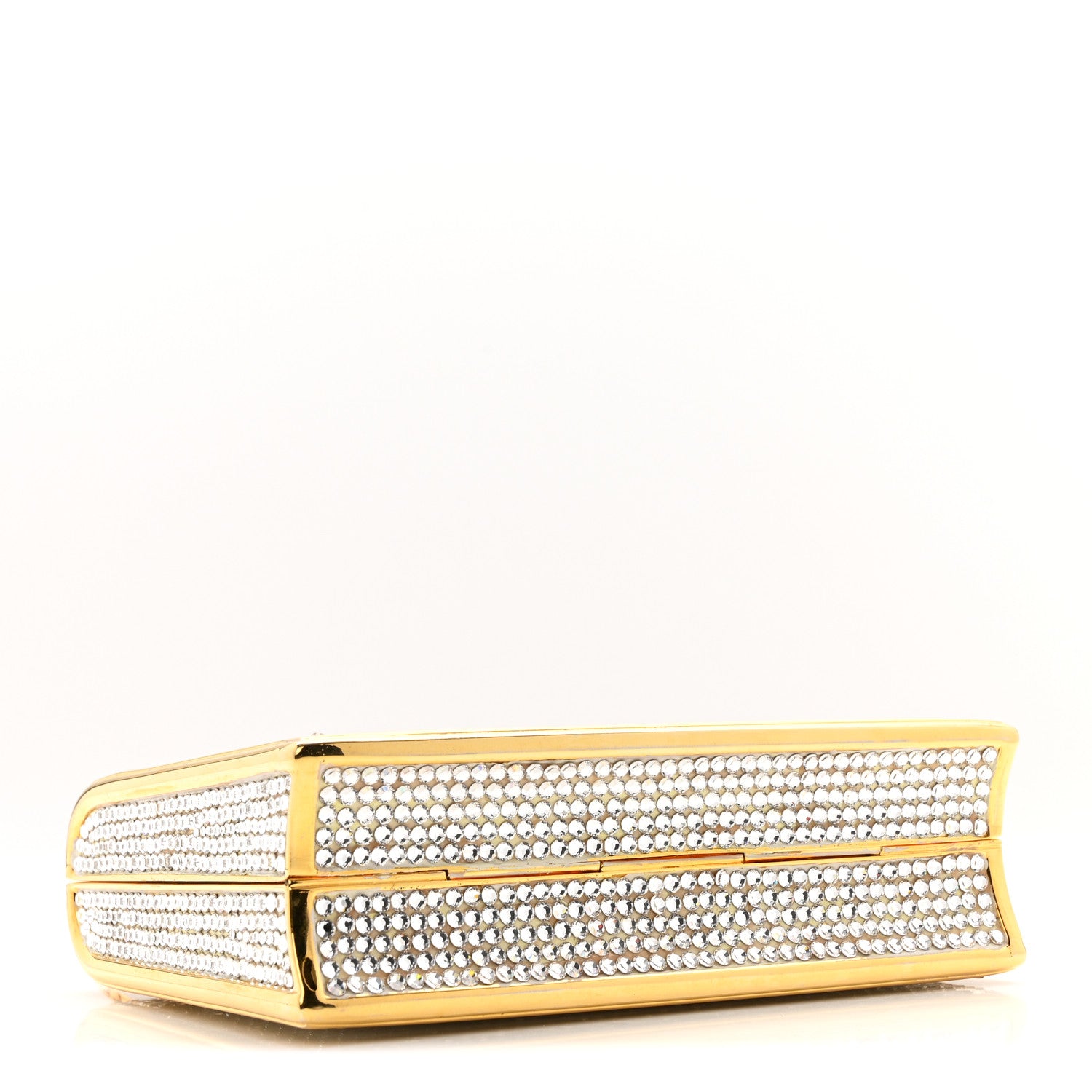 Judith Leiber Swarovski Crystal Minaudiere Clutch Gold Silver 5 of 14