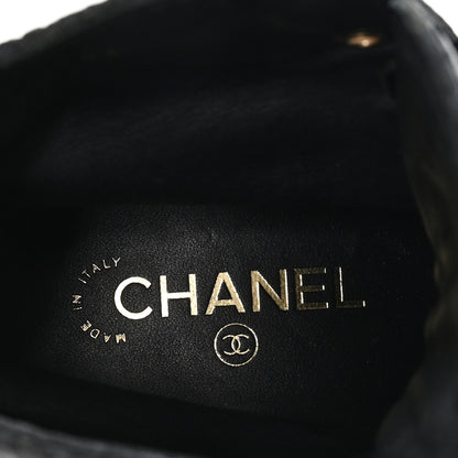 Chanel Shiny Calfskin Velvet Pearl Combat Short Boots 37.5 Black 9 of 9
