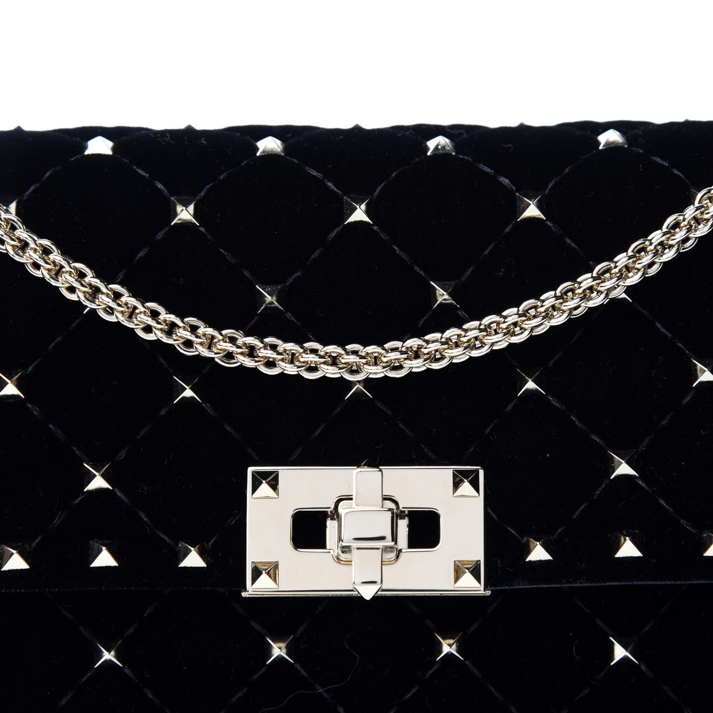 Velvet Rockstud Spike Wallet on Chain Black