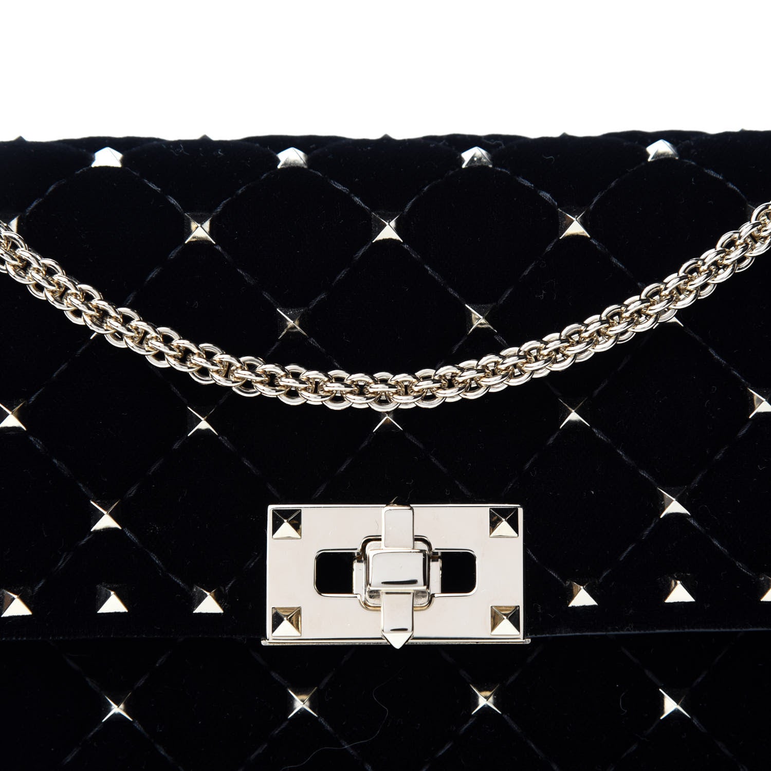 Valentino Garavani Velvet Rockstud Spike Wallet on Chain Black 10 of 10