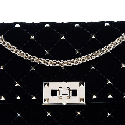 Valentino Garavani Velvet Rockstud Spike Wallet on Chain Black 10 of 10