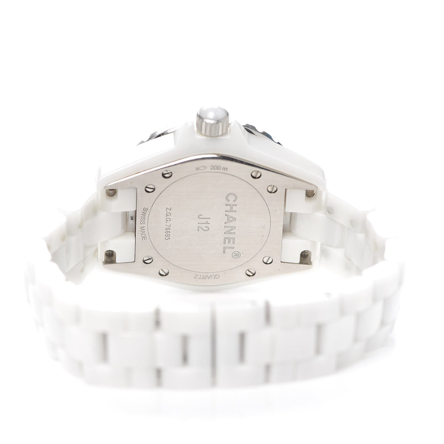Stainless Steel Ceramic Diamond 33mm J12 Quartz Watch White