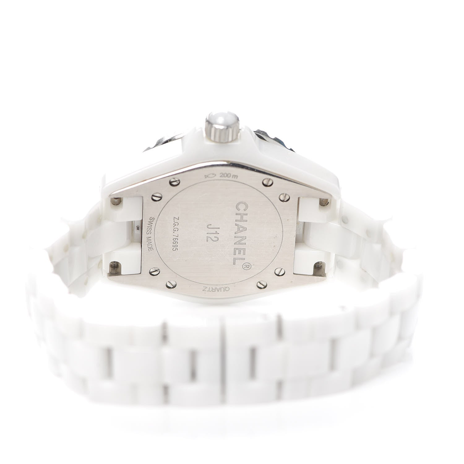 Chanel Stainless Steel Ceramic Diamond 33mm J12 Quartz Watch White 5 of 6