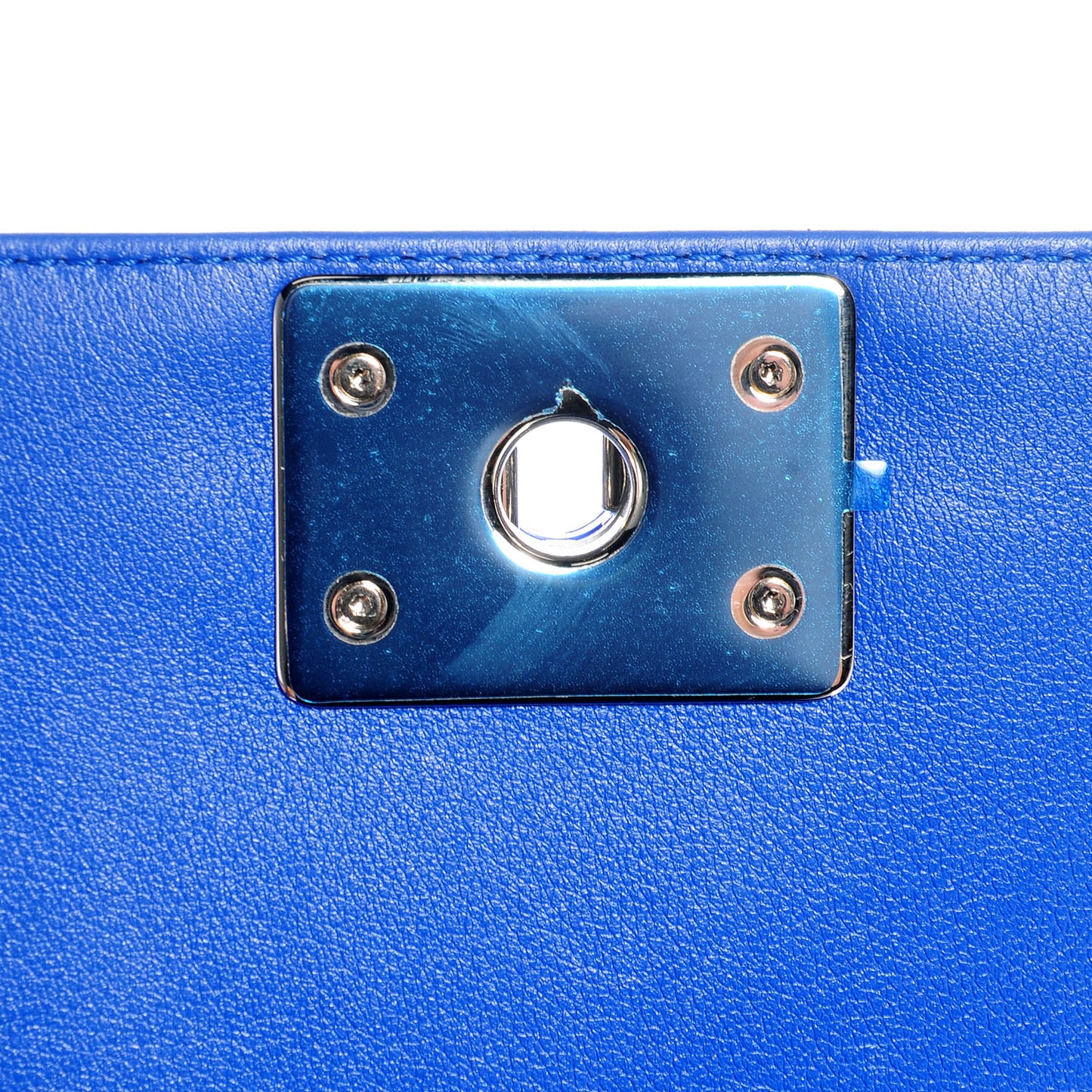 Patent Leather Medium Boy Flap Plexiglass Blue