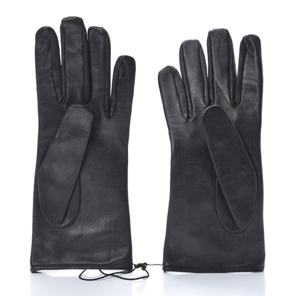 Gucci Lambskin Silk Diagonal GG Gloves 8 Black Gold 2 of 5