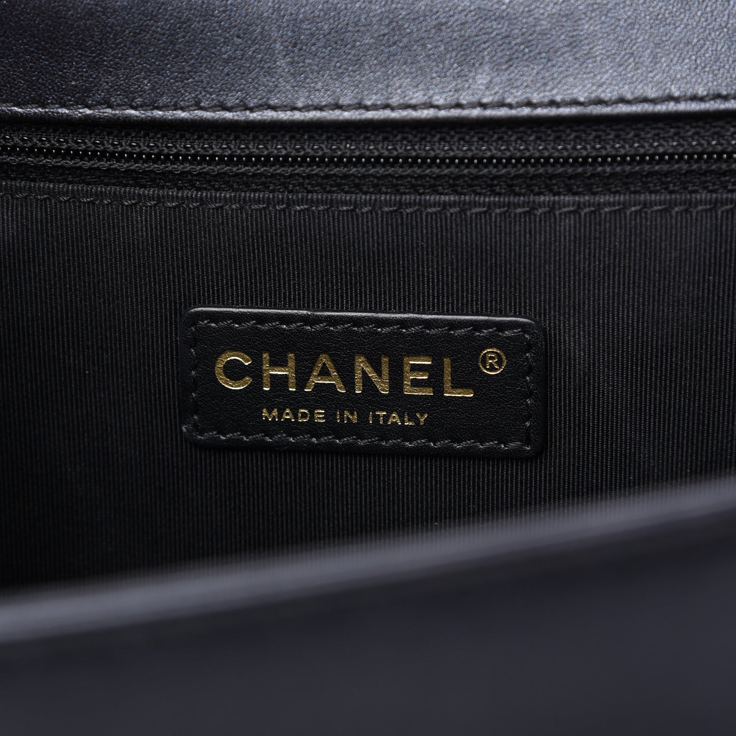 Calfskin Quilted Large Boy Flap Black