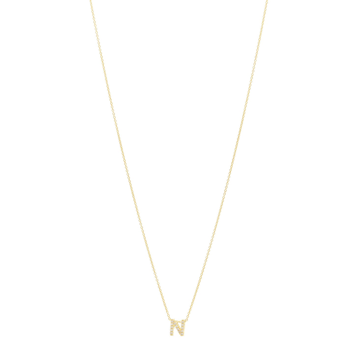 18K Yellow Gold Diamond Tiny Treasures Love Letter N Pendant Necklace