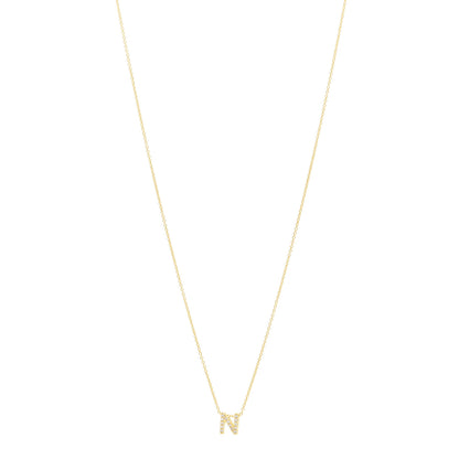 Roberto Coin 18K Yellow Gold Diamond Tiny Treasures Love Letter N Pendant Necklace 1 of 5